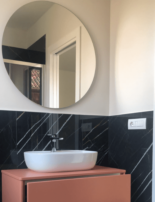 mobili bagno colorati, specchio tondo retroilluminato, Idrosanitaria Lecco